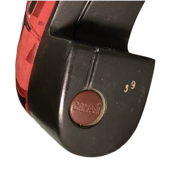 Camper women's red leather colorblock heels pumps with an elastic strap size 39 - Picture 5 of 5